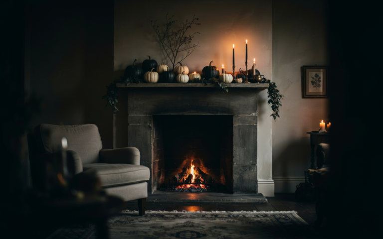Halloween fireplace decor