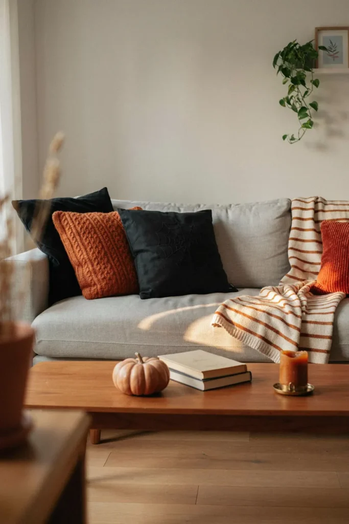 Orange and Black Throw Pillows