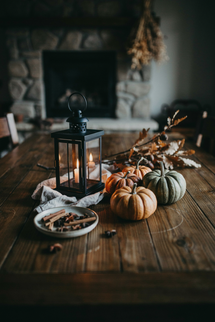 Rustic Lantern and Pumpkin Pairing