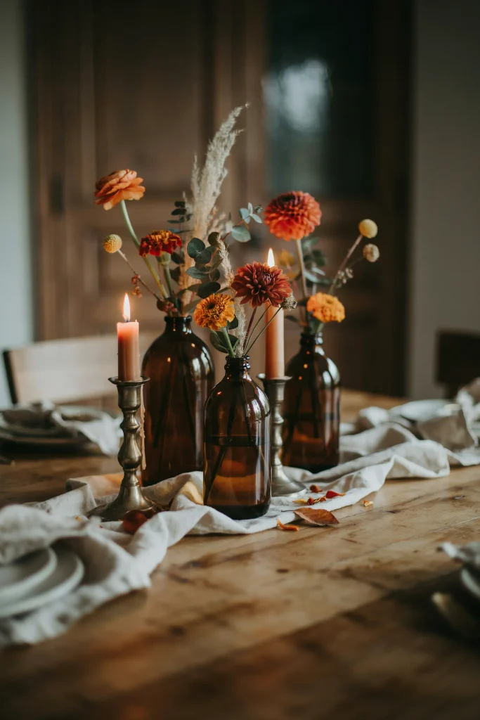 Amber Glass Bottle Cluster