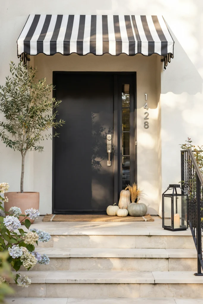 Black and White Striped Awning