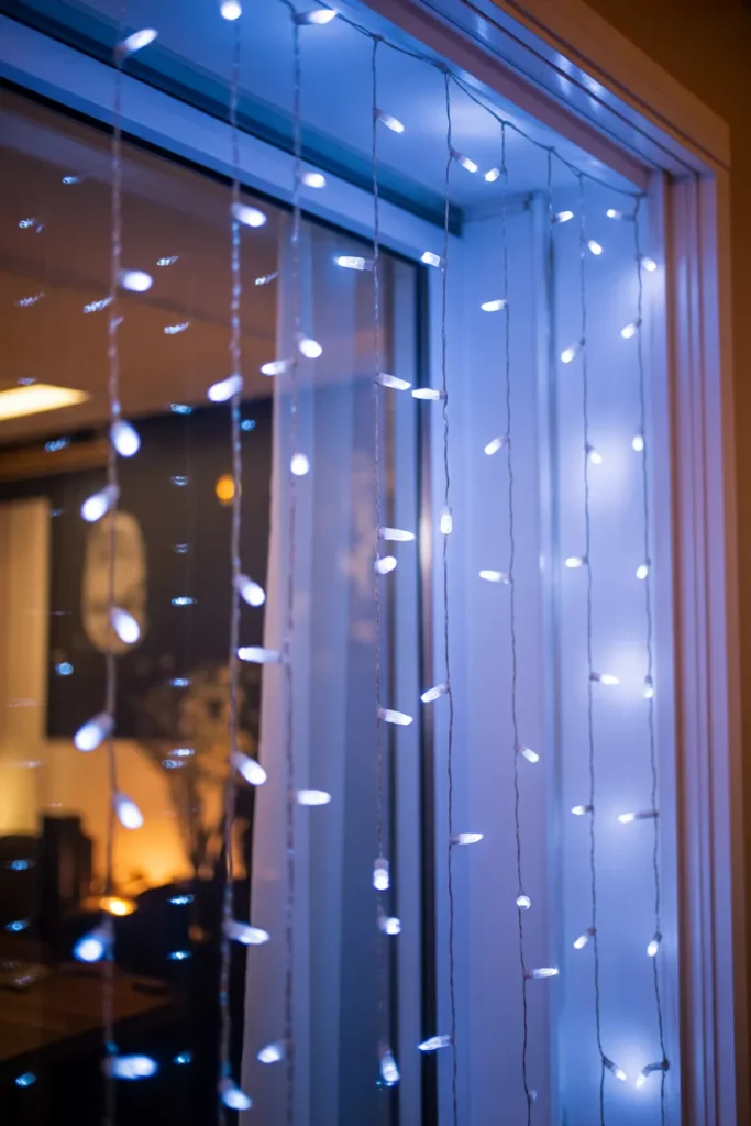 Blue String Light Curtain