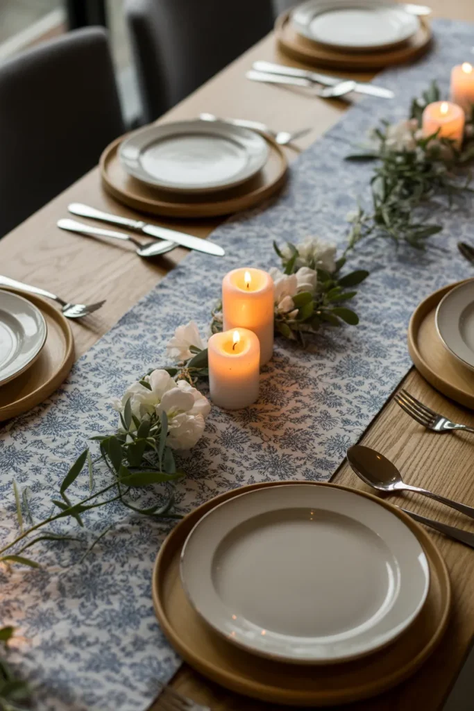 Blue and White Table Runner