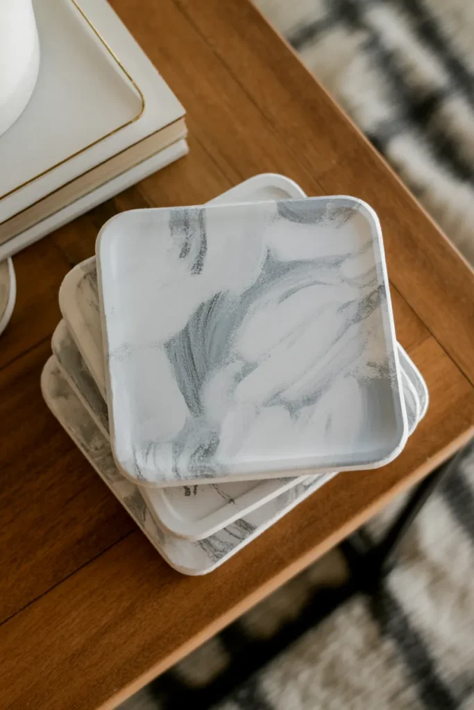 Faux Marble Coaster Stack