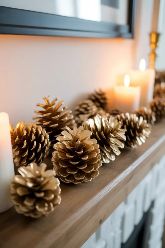 Gold Leaf Pinecone Accents