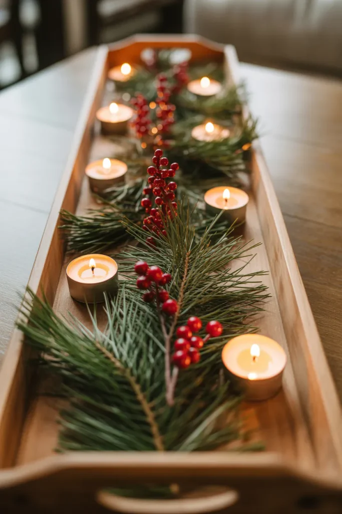 Greenery and Berry Runner Tray