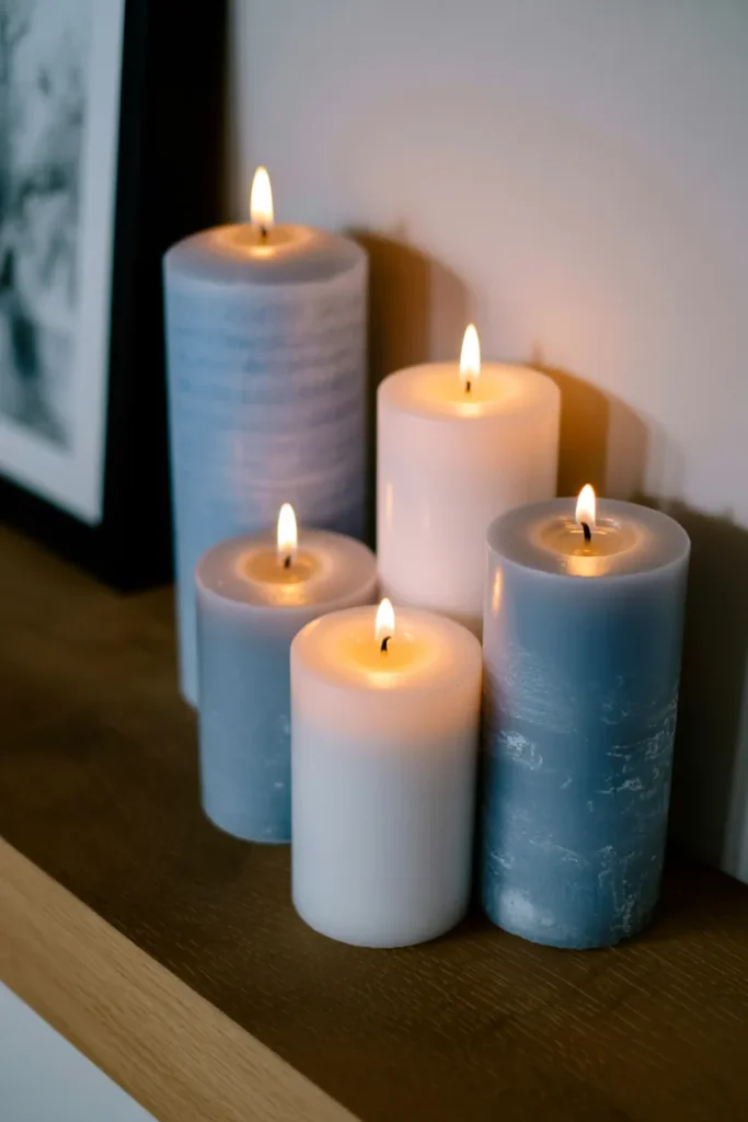 Icy Blue Candle Cluster