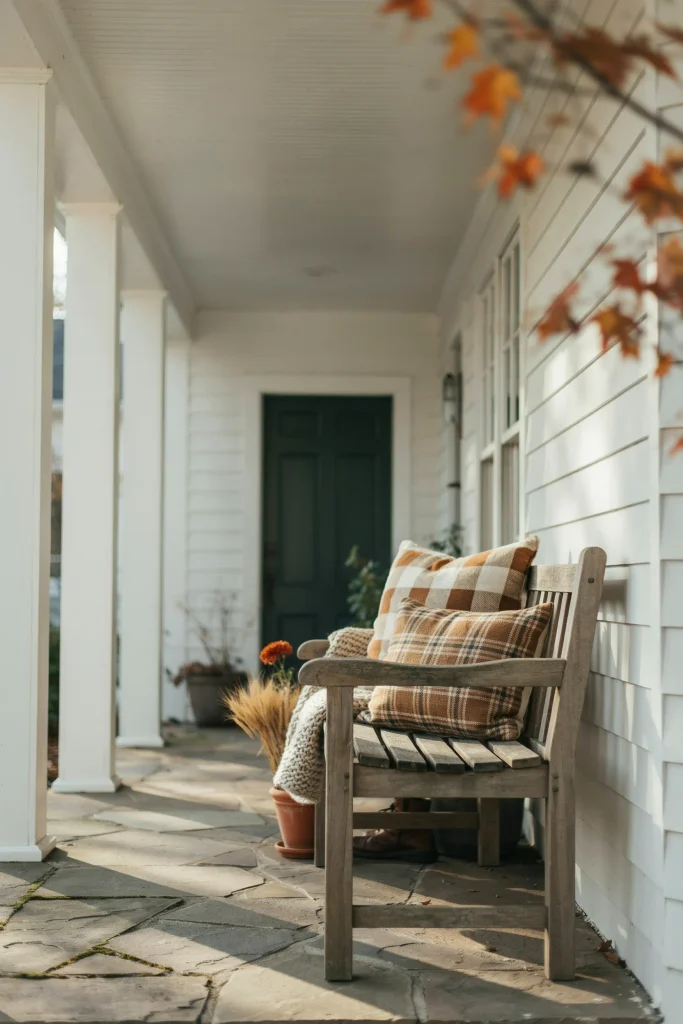 Plaid Throw Pillow Bench
