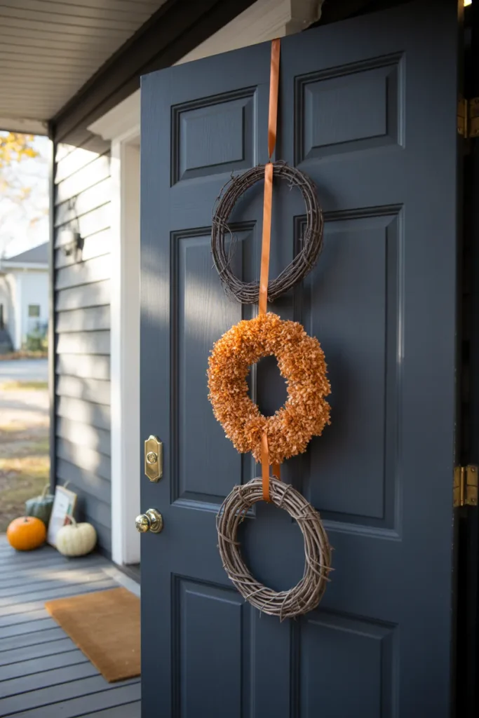 Stacked Black and Orange Wreath Trio