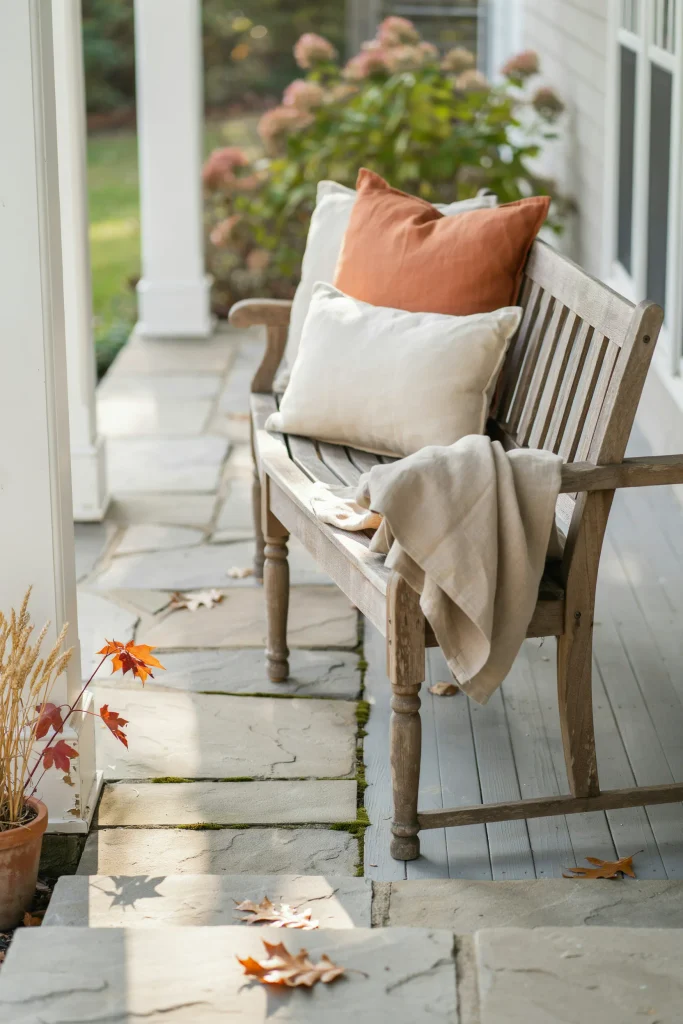 Textured Throw Pillow Bench