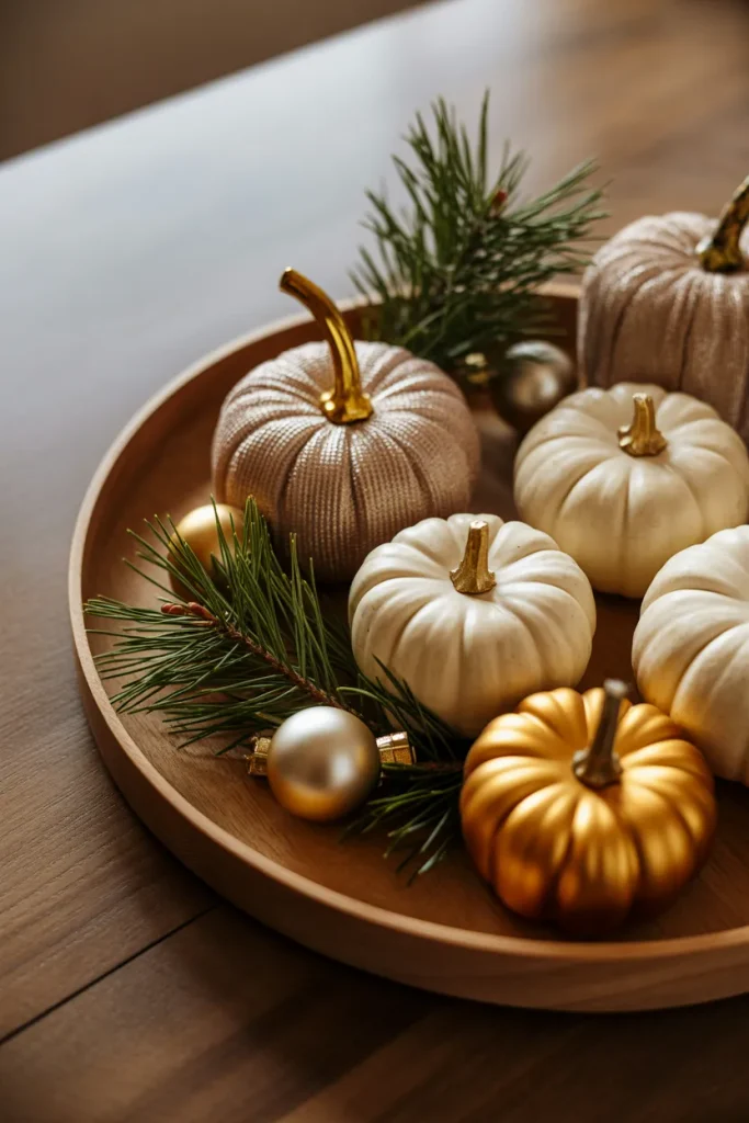 Velvet Pumpkin and Pine Tray