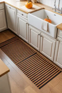 Black and Orange Kitchen Rug