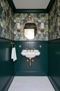 Half-Wall Wallpaper With Wainscoting