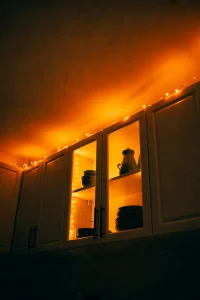Orange Fairy Light Cabinets